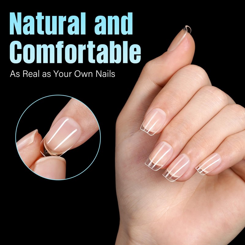TOMICCA Pack of 240 Artificial Nail Tips, Ultra Short Squoval