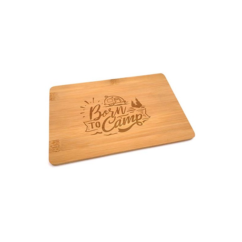 Samunshi® Wooden Board with Engraving Born to Camp Camping Bamboo