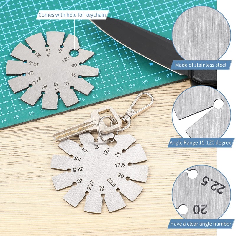 2 Pieces Stainless Steel Bevel Gauge Axe Angle Gauge Round