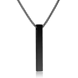 Collar para hombre con Colgante Rectangular Barra Cilindro Prisma Acero Inoxidable Regalo cumpleaños papa novio hermano amigo (Negro)