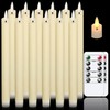salipt Flameless Ivory Taper Candles Flickering with Timer and 10-Key