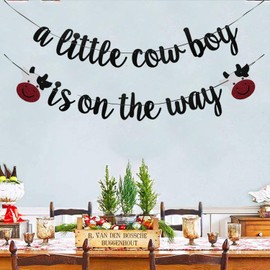 JENSENLIN A Little Cowboy is On The Way Banner,Cowboy Baby Shower Party Decorations Photo Props,Cowboy West Cow Party Decoration.(boy)