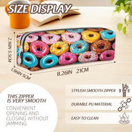 Scribesense Colorful Donut Pattern Pencil Case,PU Pencil Pouch, Portable Pencil Bag, Multipurpose Pen Case for Study & Office