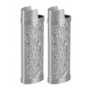 2Pcs Lighter Case Zinc Alloy Lighter Storage Container Floral Pattern