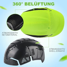 GREEN DEVIL Bump Cap Safety Hat Baseball Style Safety Cap Head Protection Cap with ABS Hard Shell Breathable Lightweight Anti-shock