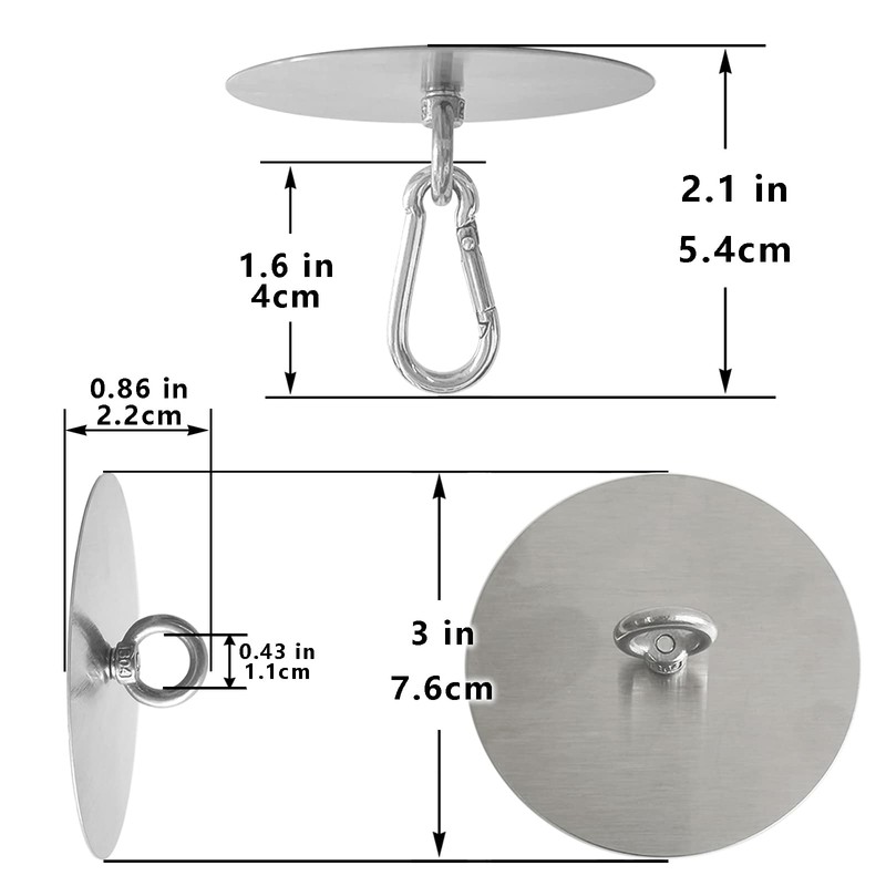 Raconvolo Adhesive Ceiling Hooks 4 Pack Stainless Steel Sticky Pad