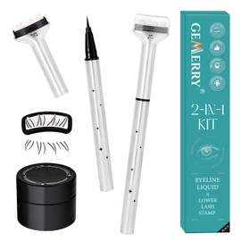 GEMERRY Lower Lash Stamp, 2-in-1 Bottom Lashes Stamp and Waterproof Sweatproof Eyeliner, Quick Eye Makeup DIY Tool Natural Look For Beginner
