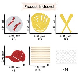 Baseball Centerpiece Sticks, Baseball Player Sports Theme Birthday Decorations,Baseball Theme Baby Shower and Anniversary Supplies Red Brown Gold 12 Pieces