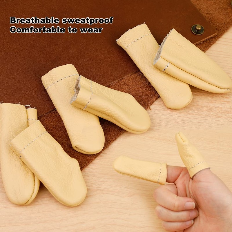3 Pairs Leather Finger Protector Needle Felting Knitting Finger Thimble