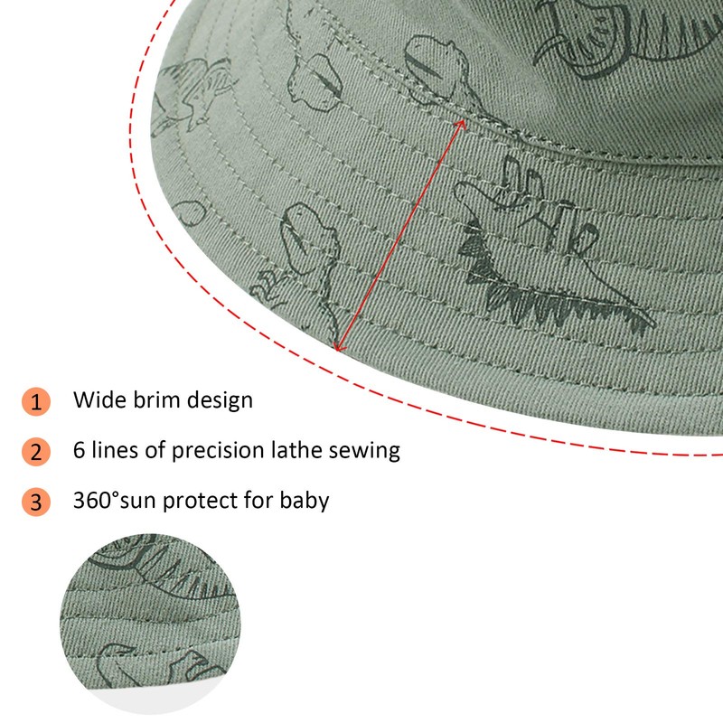 Zsedrut Dinosaur Baby Summer Hat Cotton Breathable Sun Cap with