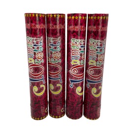 4 x Party Poppers 30 cm 5 m Effect Height Confetti Shooter, Confetti Bomb, Confetti Cannon for Wedding, Birthday, Celebration, New Year's Eve, Private Parties (Red Rose Petals)