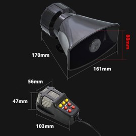 MORNWELL Sirena de Policía para Coche de 7 Tonos,12V 100W Sirena de Alarma de 130dB con Sistema de Altavoces PA y Micrófono,Amplificador de Sonido de Emergencia,Bocina para Camión,Barco,Coche