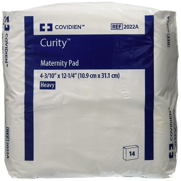 Covidien 2022A Curity Maternity Pad, 4-3/10" x 12-1/4" Size (Pack of 14)