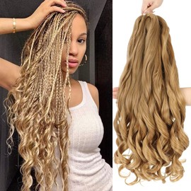 6packs French Curl Braiding Hair 24 Inch Loose Wave Bouncy Braiding Hair Pre Stretched 100g/pack Yaki Curly Braiding Hair for Black Women Hair Extensions (#27)