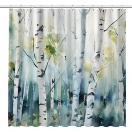 Mountain Forest Shower Curtain 72” x 72”, Waterproof Polyester, Misty Foggy Pine Trees Landscape Design, Includes Grommets and Hooks, Machine Washable, Nature Inspired Bath Curtain for Bathtub