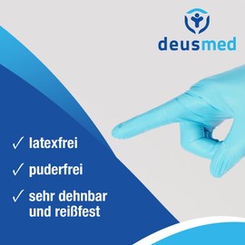 DEUSMED® Disposable Gloves, Blue, Nitrile Gloves, L, Disposable Gloves with 100 Pieces/Box, Powder-Free, Latex-Free Rubber Gloves, Nitrile Gloves Available in S, M, L, XL