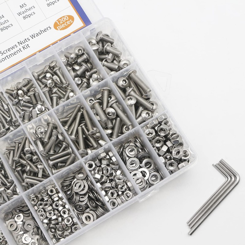 Generic 1200 PCS Nuts and Bolts Assortment Kit, Metric M2