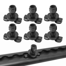 Vkinman 6 Pcs L-Track Double Lug Threaded Stud Nut Fitting 6000 LBS for Truck Trailer RV ATV Cargo Control Black