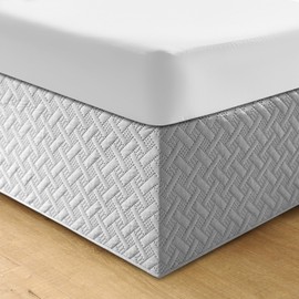 JIHAZ Bedding Queen Bed Skirt,Easy Fit with 14 Inch Tailored Drop,Shrinkage&Fade Resistant,Wrap Around Design,Quilted Cotton Ultrasonic Cover(Silver, King)