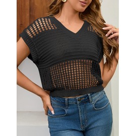 ZANNIA Women's Summer Crochet Top Hollow Out Detachable Sleeves Knit Sweater Vest Beach Cover Ups