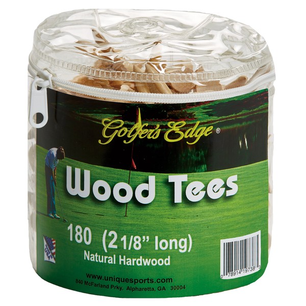 Unique Golf Wood Tees with Pouch (180 Pack)
