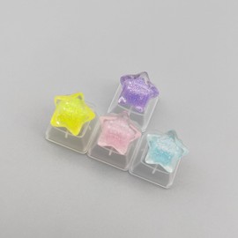 Elacgap 4 Keys Cute Colorful Star keycaps, Custom 3D Backlit Keycap for Cherry Mx Switch Mechanical Keyboard, Gaming Keyboard Decoration Key Caps Gift OEM Profile (Star)