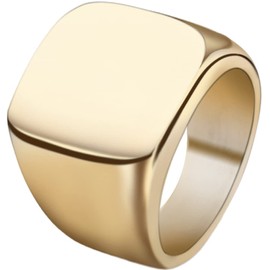 Jude Jewelers Stainless Steel Signet Ring Black Silver Gold Classical Cocktail Husband Father Valentine (Gold, 13)
