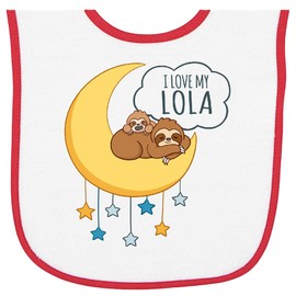 inktastic I Love My Lola Baby Terry Cloth Bib White and Red 465aa