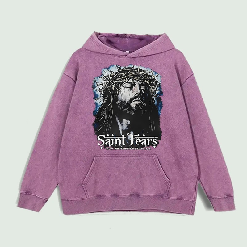 Saint Tears Graphic Hoodie 100% Cotton US Warehouse 6 ColorsColor:
