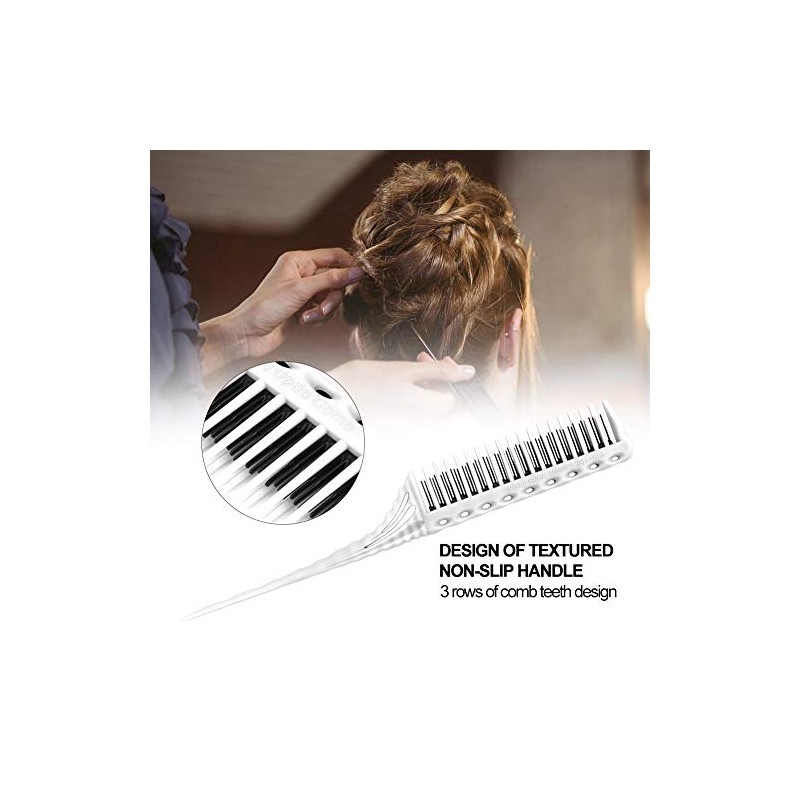 Teasing Comb, 3 Rows Toothtail Comb for Volume and Styling