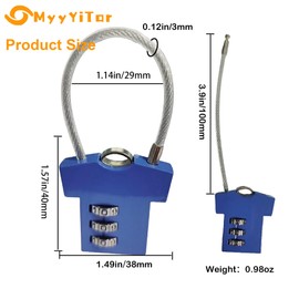 MyyYiTar 2pcs 3 Digit Combination Padlock with 4 inches Steel Cable for Luggage Gym Locker Fence Toolbox Backpack，Blue and Orange