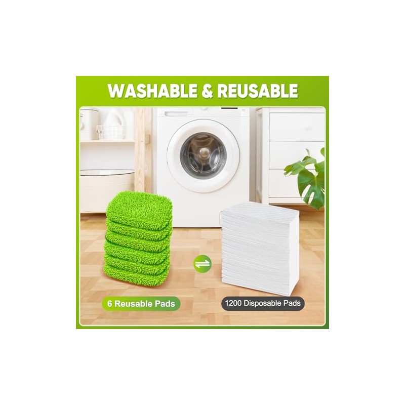 6-Pack Reusable Mop Pads Fit Swiffer Sweeper, Microfiber Cleaning Mop