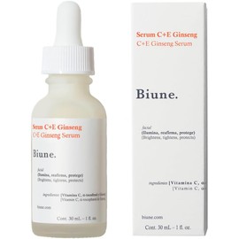 Serum de Vitamina C+E y Ginseng Con Ácido Hialurónico y Adaptógenos Antimanchas e Iguala el Tono de la Piel. Recupera el Brillo Natural Fórmula Vegana y Antioxidante para Todo tipo de Pieles Biune. 30 ml