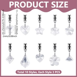 AHANDMAKER 30Pcs Crystal Glass Charms Pendants Heart/Flower/Star Crystal Dangle Bead Charms 10 Styles Faceted Glass European Pendants for Necklace Earrings Bracelets Keychains Jewelry 20~25mm