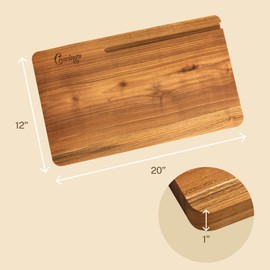 Cravings Chop-Chop Teak Cutting Board – 20x12-Inch Wooden Chopping Board with Carved Grooves for Phones/Tablets – Best Cutting Board for Kitchen and Meat Prep, Made from Natural Teak Wood