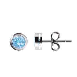 Franki Baker Small & Dainty Natural Swiss Blue Topaz Gemstones Stud Earrings set in 925 Sterling Silver. Grade AAA. Stud Size: 5mm