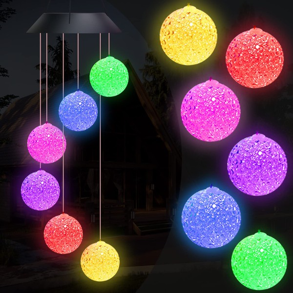 Mardiko Wind Chimes Solar Lights Colour Changing Wind Bells for Outdoor Garden Decoration, Ball
