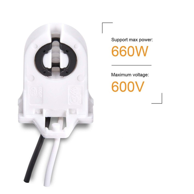 20-Pack JACKYLED Screw Type T8 Lamp Holder with Wires UL