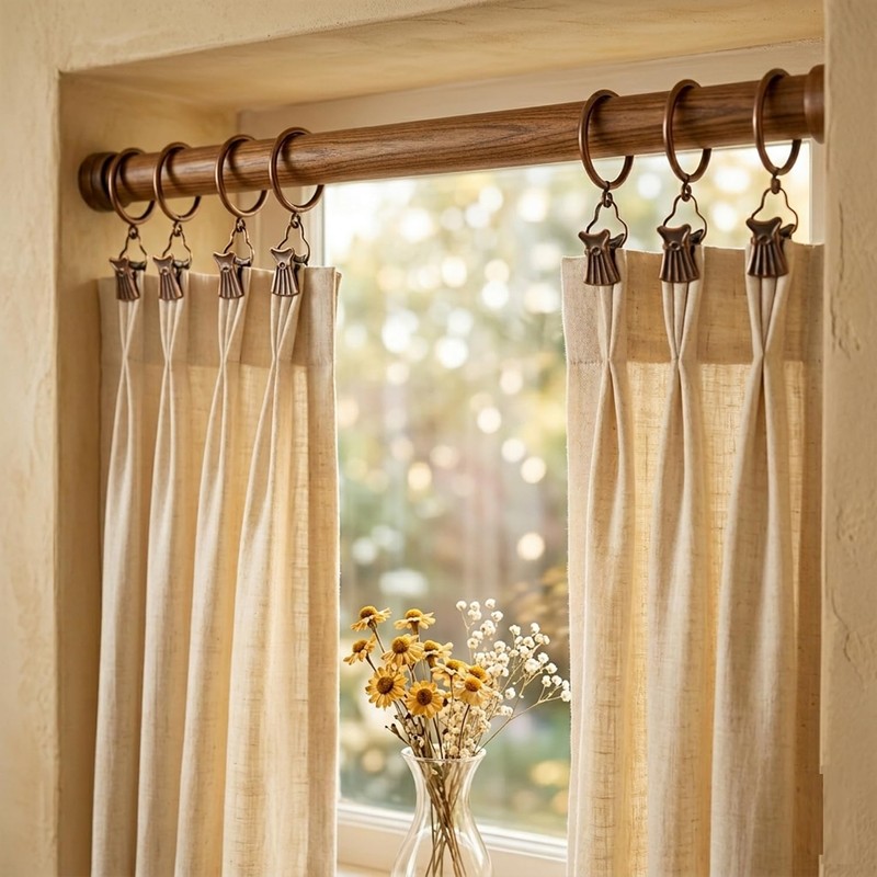 24 Pack Curtain Rings with Clips, 55mm (2.2") Inner Diameter