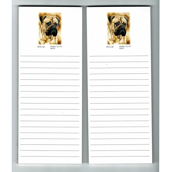 Bullmastiff Pet Dog Refrigerator Magnetic 2 List Pads - 3.75"