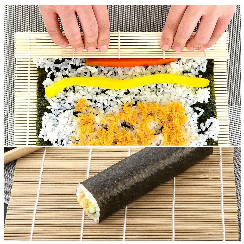2 Pcs Sushi Mat, 9.5 x 9.5 Inch Natural Sushi