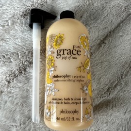 Grace Philosophy Pure Grace Pop of Sun Shampoo Shower Gel Bubble Bath 32 oz + Pump