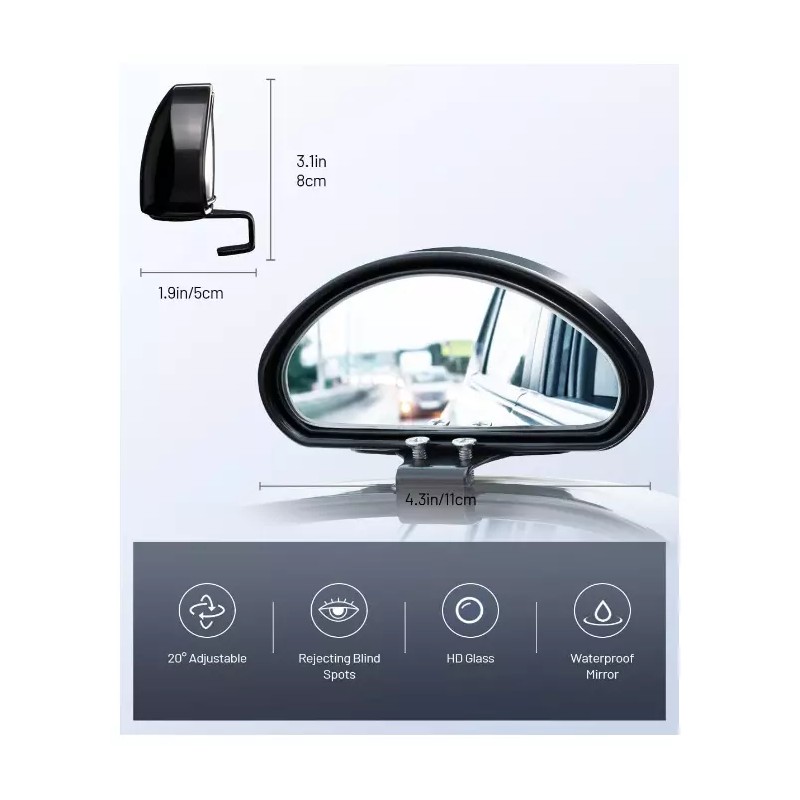 WildAuto Blind Spot Mirrors, Adjustable Car Auxiliary Wide-angle Mirrors 2pcs