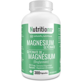 Nutritionn Magnesium Glycinate Supplement - 300 Capsules x 212.5 mg Elemental Magnesium, 425 mg Once Daily for Women and Men - Pure Chelated Bisglycinate for Good Health and Sleep - Made in Canada by Nutritionn