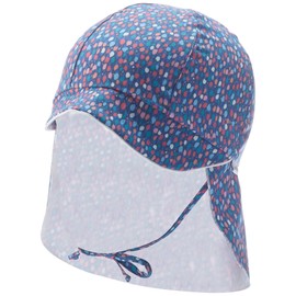 Sterntaler Girls' Peaked Cap with Neck Protection and Ties, blue