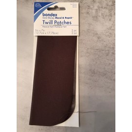 BONDEX 2 PIECES BROWN TWILL 5" x 7" IRON ON MENDING PATCHES, NO SEW, REPAIR