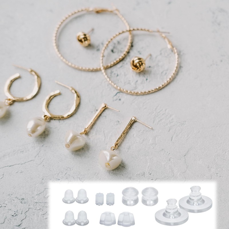 Mevodeata 6 Styles 350 Pcs Soft Clear Earring Backs for