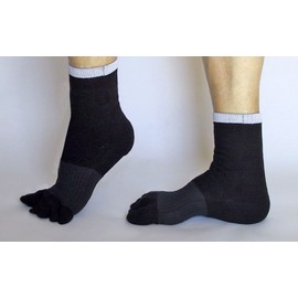 Bunion Countermeasure Mysterious Five Finger Taping Socks, 9.4 - 10.2 inches (24 - 26 cm), Black (4 colors and 4 sizes available), Black