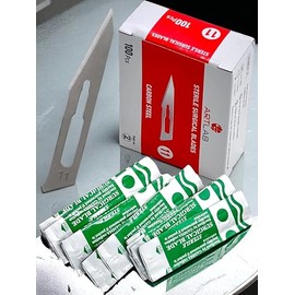Sterile Scalpel Knife Blades Infividually Foil Wrapped Ready to Use - Super Sharp Blades for Crafts, Taxidermy, Dissections, and Dermaplaning - Artlab (#11)