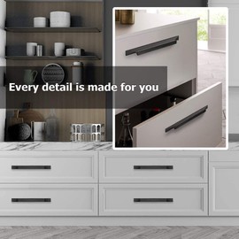 LONTAN 5 Pack Black Kitchen Cabinet Handles 96mm Cupboard Handles Black Kitchen Handles Black Drawer Handles Kitchen Door Handles Wardrobe Handles Bathroom Door Handles Shower Door Handle